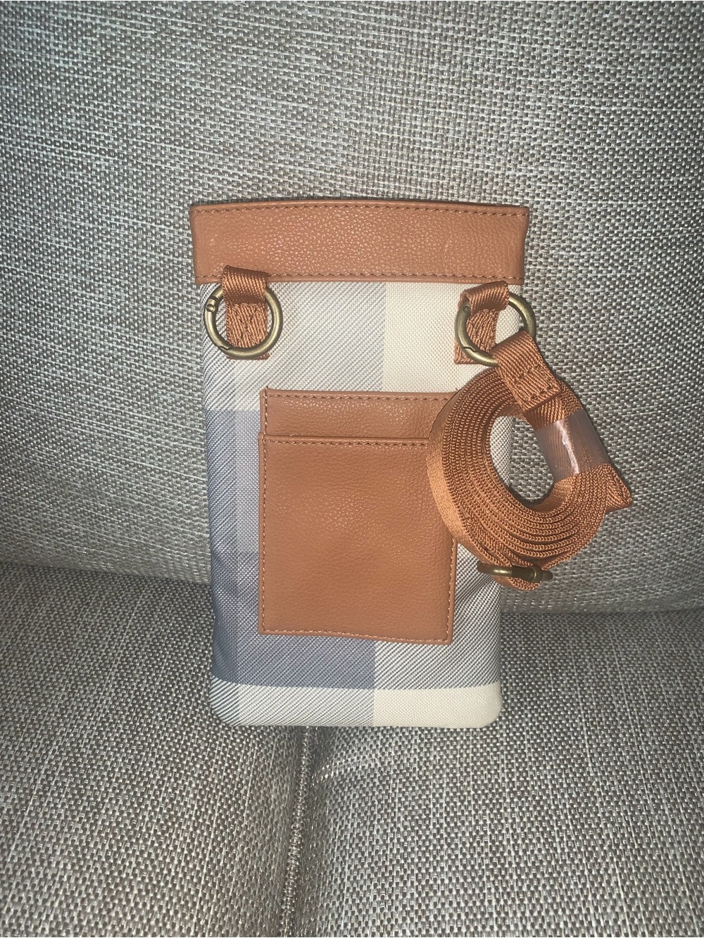 thirty-one Tan and Cream Phone Crossbody with Exterior Card Pocket
